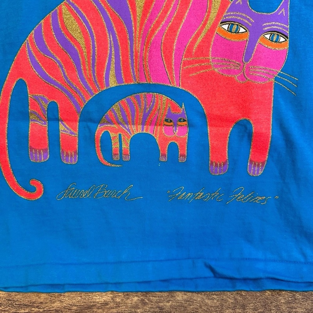 NWT Vintage Laurel Burch Fantastic Felines Art T-Shirt Size OSFA - Laurel Burch - Picture 2 of 4